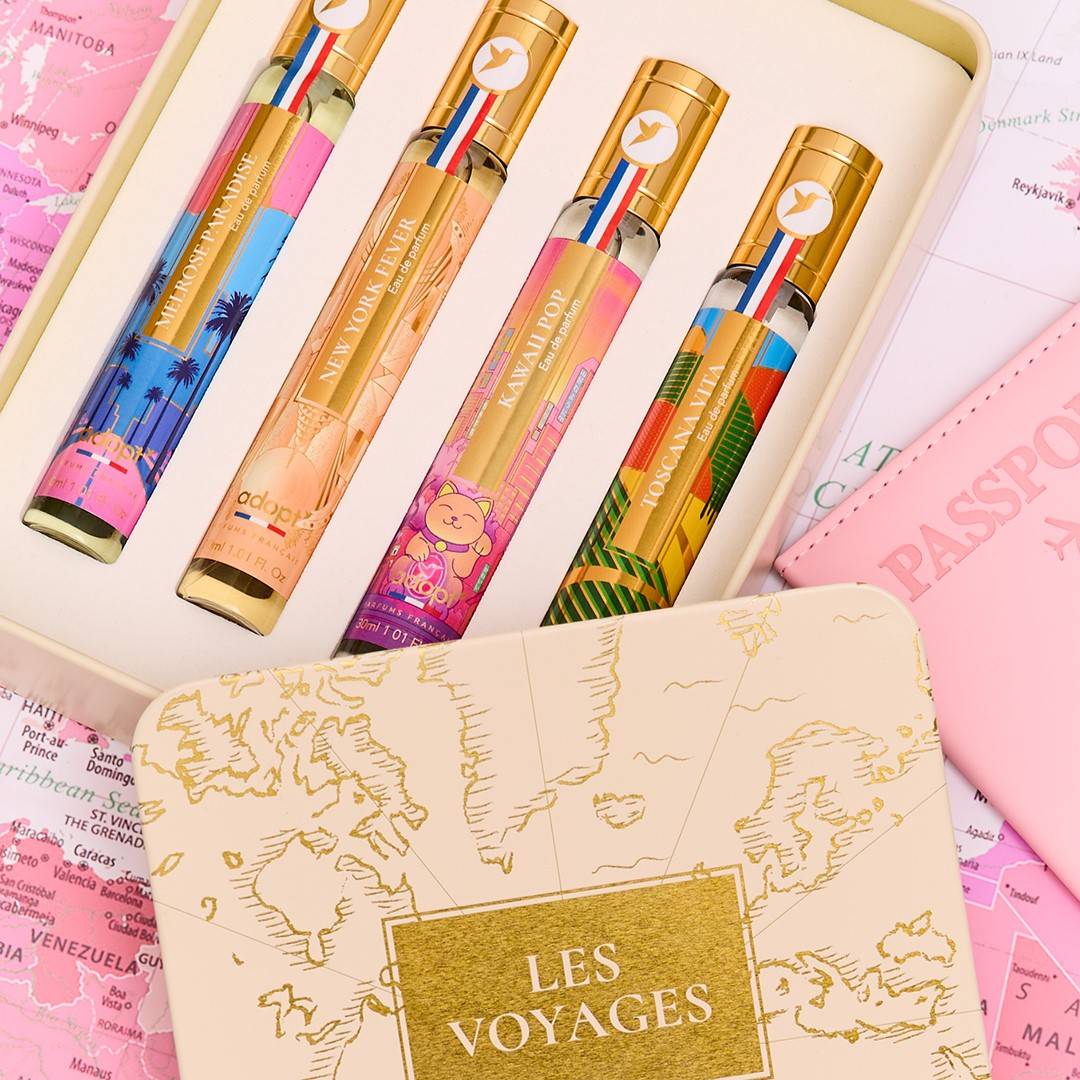 Les Voyages - Metal box of 4 eaux de parfums Melrose Paradise 30