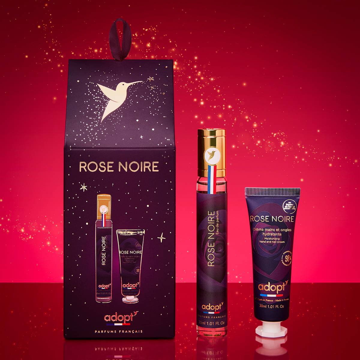 Rose Noire - Cofre de 30 ml de eau de parfum + 30 ml de crema de manos