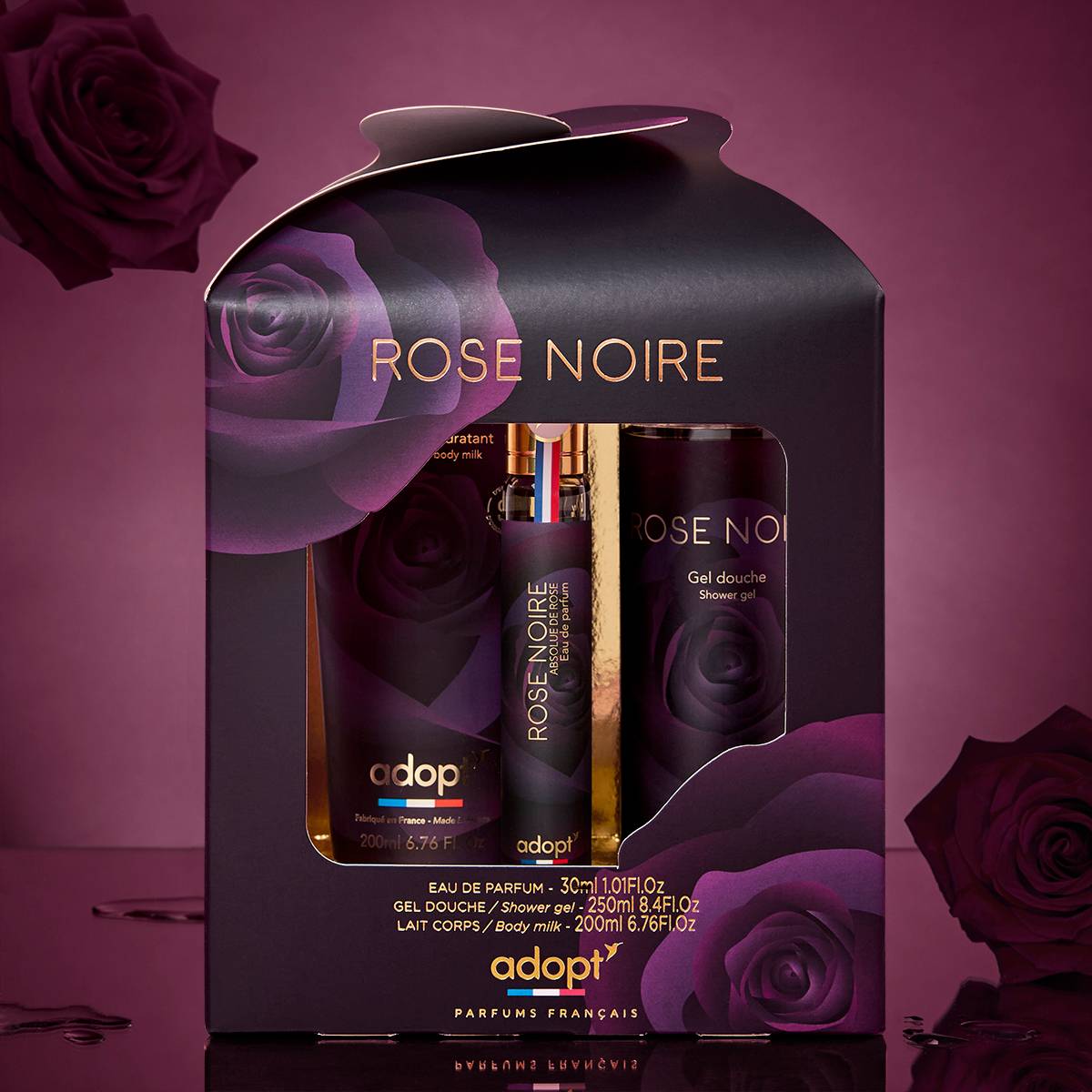 Rose Noire - Cofre 30 ml de eau de parfum + 250 ml de gel de ducha + 200 ml de leche corporal